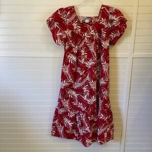 Hawaiian Vintage Made In Hawaii Short Sleeve Sheath Dress with Bottom Ruffle L